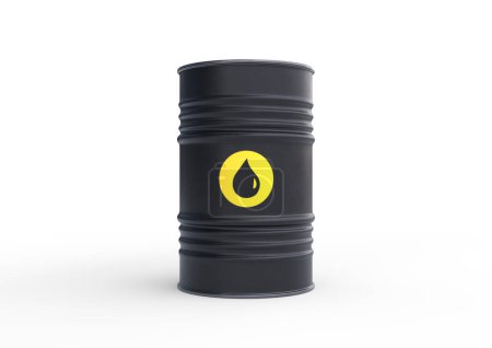 Photo for Black barrel of oil on a white background. 3D rendering illustration - Royalty Free Image