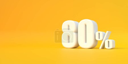 Photo for Glossy white eighty percent sign on yellow background. 80% discount on sale. 3d rendering illustration - Royalty Free Image