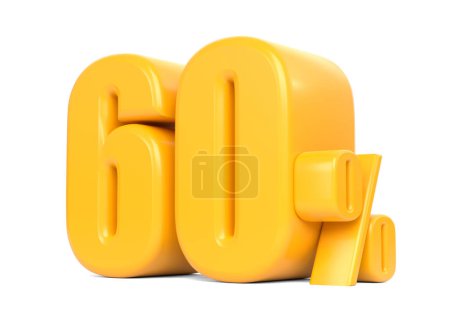 Foto de Signo amarillo brillante del sesenta por ciento aislado sobre fondo blanco. 60% de descuento en venta. Ilustración de representación 3d - Imagen libre de derechos