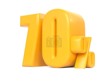 Photo for Glossy yellow seventy percent sign isolated on white background. 70% discount on sale. 3d rendering illustration - Royalty Free Image
