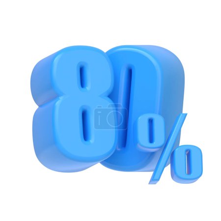 Foto de Signo azul brillante del ochenta por ciento aislado sobre fondo blanco. 80% de descuento en venta. Ilustración de representación 3d - Imagen libre de derechos