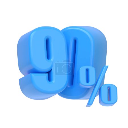 Foto de Signo de 90% azul brillante aislado sobre fondo blanco. 90% de descuento en venta. Ilustración de representación 3d - Imagen libre de derechos