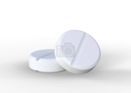 Photo for Pair of white pills isolated on white background. 3D rendering illustration - Royalty Free Image