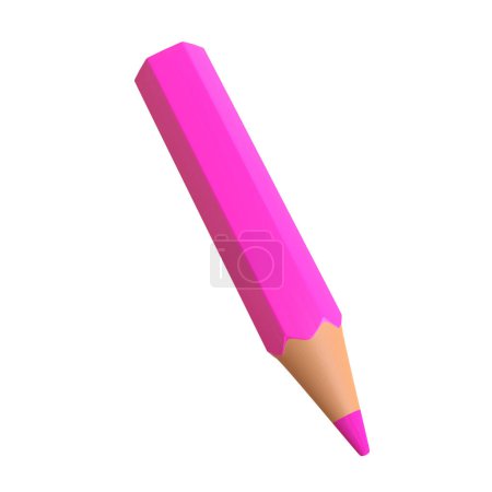 Photo for Pink pencil isolated on white background. 3d render illustration - Royalty Free Image