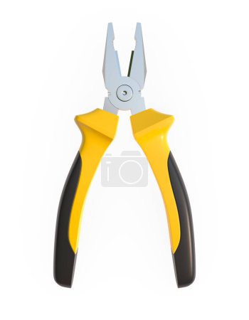 Photo for Yellow-black pliers isolated on white background. Repair and installation tool. 3d render illustration - Royalty Free Image