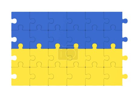 Téléchargez les photos : Puzzle fabriqué à partir de drapeaux ukrainiens. Reproduction 3D Illustration 3D - en image libre de droit