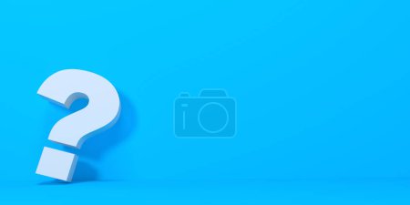 Photo for Question mark on blue background with shadow in pastel colors. Minimalism concept . 3d render illustration - Royalty Free Image