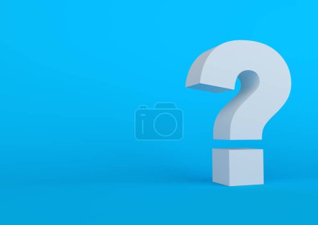 Photo for Question mark on blue background with shadow in pastel colors. Minimalism concept . 3d render illustration - Royalty Free Image