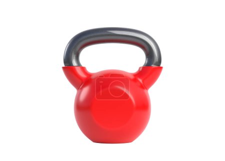 Photo for Red kettlebell isolated on a white background. Front view. Gym and fitness workouts concept. Sport equipment. Workout tools. 3D render illustration - Royalty Free Image