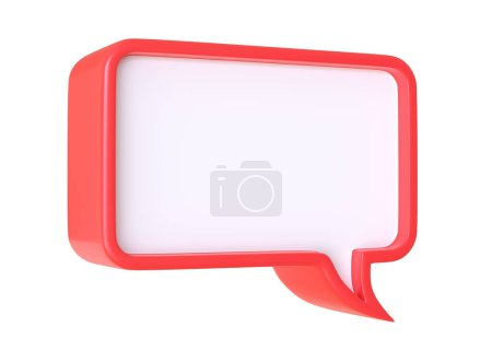 Foto de 3D Minimal burbuja de chat rojo aislado en un fondo blanco con espacio de copia. Icono de burbuja de voz. Símbolo comentario. Charla de burbujas. Signo de comentario. 3d representación 3d ilustración - Imagen libre de derechos