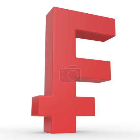 Photo for Red franc sign isolated on white background. 3d rendering illustration - Royalty Free Image