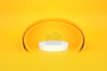 Photo for Podium on a yellow background. Abstract geometric minimalism. 3d render illustration - Royalty Free Image
