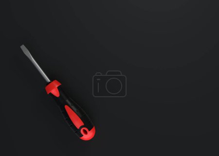 Photo for Screwdriver on a black background with copy space. 3d rendering illustration - Royalty Free Image