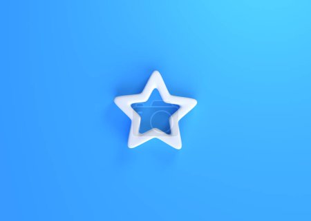 Téléchargez les photos : Symbole d'étoile minime sur fond bleu. rendu 3d, illustration 3d - en image libre de droit