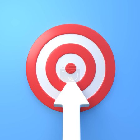 Photo for Red and white target with an arrow on a blue background. 3d rendering 3d illustration - Royalty Free Image