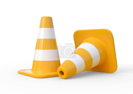 Photo for Traffic cones isolated on white background. 3d rendering illustration - Royalty Free Image