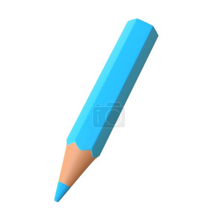 Photo for Turquoise pencil isolated on white background. 3d render illustration - Royalty Free Image