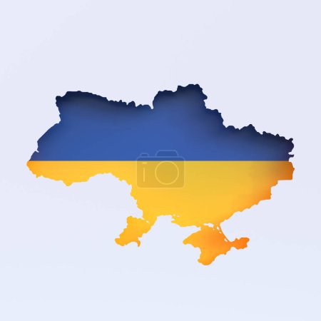 Foto de Mapa de Ucrania con colores de bandera ucraniana aislada sobre fondo blanco con espacio para copiar. Apoya a Ucrania. Corte de papel. Representación 3D Ilustración 3D - Imagen libre de derechos