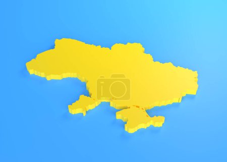 Téléchargez les photos : Carte de l'Ukraine isolée sur fond bleu avec espace de copie. Drapeau ukrainien couleurs. espace de copie. Soutenez l'Ukraine. Soutenez l'Ukraine. Arrêtez la guerre. Pas d'agression. Reproduction 3D Illustration 3D - en image libre de droit