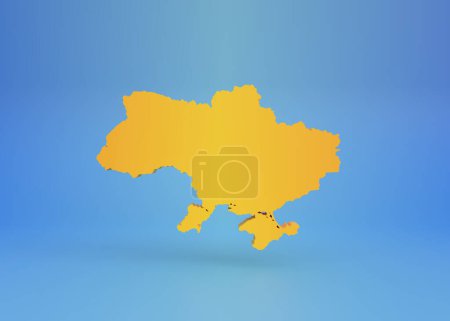 Photo for Map of Ukraine isolated on blue background with copy space. Ukrainian flag colors. copy space. Support Ukraine. Support Ukraine. Stop WAR. No aggression. 3D rendering 3D illustration - Royalty Free Image