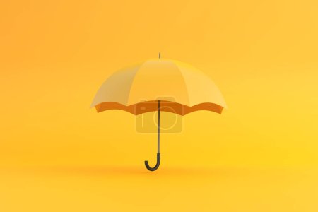 Téléchargez les photos : Parapluie jaune sur fond jaune. Concept créatif minimal. Reproduction 3D Illustration 3D - en image libre de droit