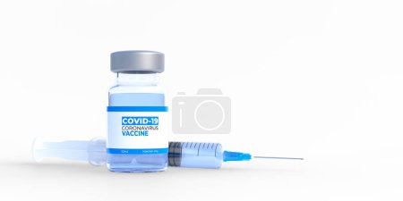 Photo for Syringe with medication for injection isolated on white background. Vaccine for Coronavirus COVID-19, global pandemic flu disease. - Royalty Free Image