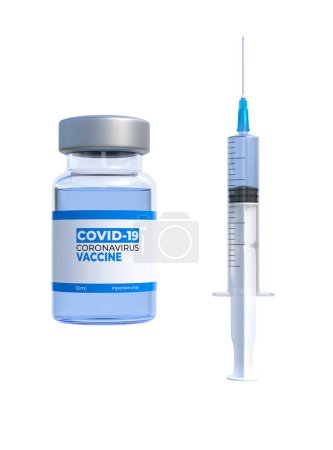 Photo for Syringe with medication for injection isolated on white background. Vaccine for Coronavirus COVID-19, global pandemic flu disease. - Royalty Free Image