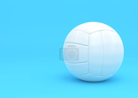 Téléchargez les photos : Volleyball blanc isolé sur fond bleu. Illustration de rendu 3D - en image libre de droit