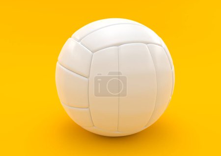 Téléchargez les photos : Volleyball blanc isolé sur fond jaune. Illustration de rendu 3D - en image libre de droit