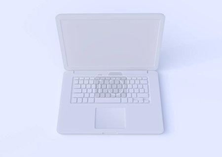 Photo for White laptop isolated on a white background, pastels color notebook, portable pc, computer 3d illustration 3d rendering - Royalty Free Image