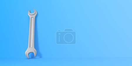 Photo for Wrench on a blue background. Minimal creative concept. 3d render illustration - Royalty Free Image