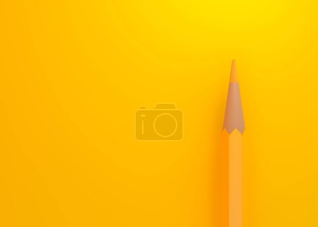 Photo for Minimalist template with copy space by top view close up macro photo of yellow pencil isolated on bright yellow paper. Creative concept. 3d render illustration - Royalty Free Image