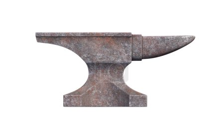 Photo for Rusty anvil isolated on white background. 3d render illustration - Royalty Free Image