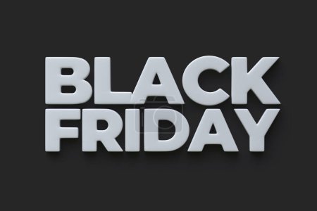 Téléchargez les photos : Black Friday texte sur fond noir. Illustration de rendu 3D - en image libre de droit