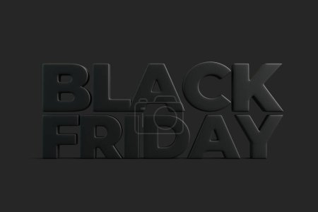 Black Friday text on black background. 3D render illustration