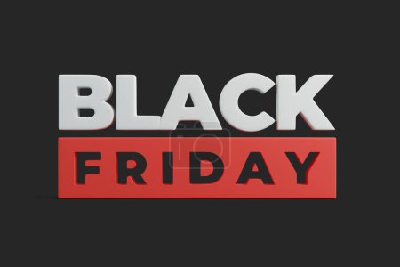Téléchargez les photos : Black Friday texte sur fond noir. Illustration de rendu 3D - en image libre de droit