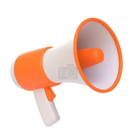 Photo for Cartoon megaphone isolated on white background. Loudspeaker or bullhorn in minimal style. 3D render illustration - Royalty Free Image