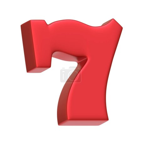 Foto de Rojo afortunado siete aislado sobre un fondo blanco. Símbolo del casino. Ilustración de representación 3D - Imagen libre de derechos