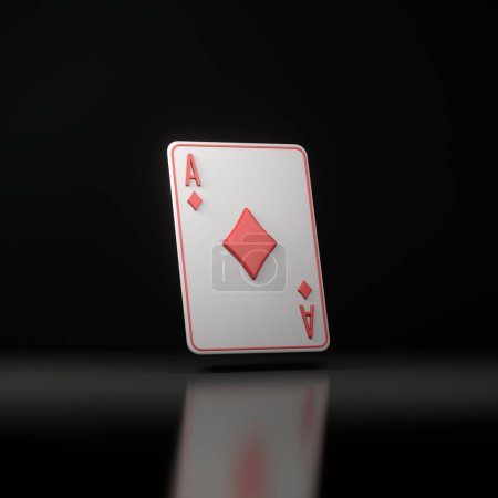 Photo for Playing cards on a black background. Ace of diamonds. Casino cards, blackjack, poker. 3D render illustration - Royalty Free Image