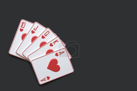 Photo for Playing cards on a black background. Casino cards, blackjack, poker. Top view. 3D render illustration - Royalty Free Image