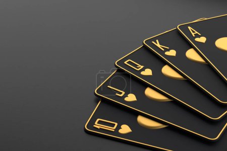 Photo for Playing cards on a black background. Casino cards, blackjack, poker. 3D render illustration - Royalty Free Image