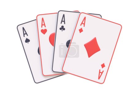 Photo for Playing cards isolated on a white background. Casino cards, blackjack, poker. Front view. 3D render illustration - Royalty Free Image