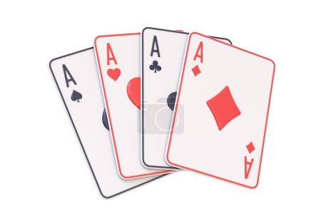 Téléchargez les photos : Jouer aux cartes isolées sur un fond blanc. Cartes de casino, blackjack, poker. Illustration de rendu 3D - en image libre de droit