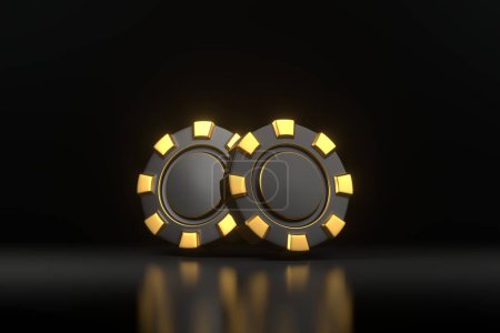 Foto de Casino fichas en un fondo negro. Poker, blackjack, concepto de juego de baccarat. Ilustración de representación 3D - Imagen libre de derechos