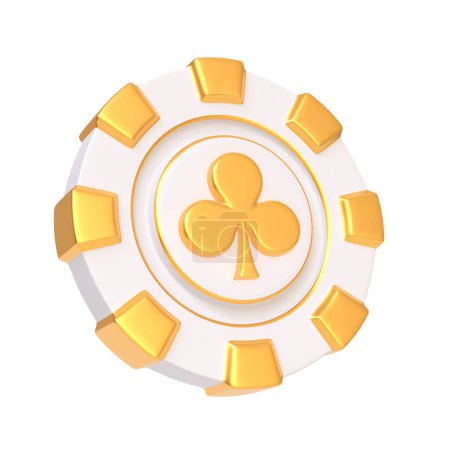 Photo for Casino chips and aces cards symbols isolated on a white background. Poker, blackjack, baccarat game concept. Club icon. 3D render illustration - Royalty Free Image