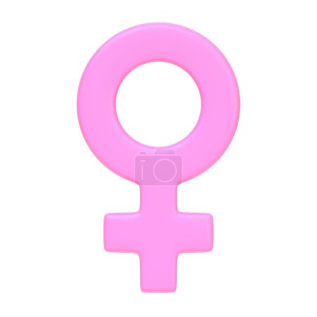 Téléchargez les photos : Symbole femme rose isolé sur fond blanc. Icône, signe et symbole 3D. Dessin animé style minimal. Vue de face. Illustration 3D Render - en image libre de droit