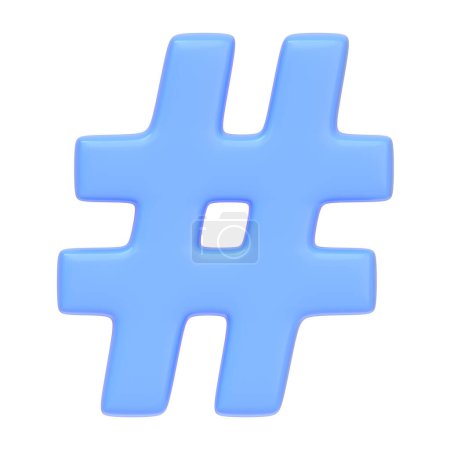 Foto de Símbolo hashtag azul aislado sobre fondo blanco. Icono 3D, signo y símbolo. Estilo minimalista de dibujos animados. Vista frontal. Ilustración de renderizado 3D - Imagen libre de derechos