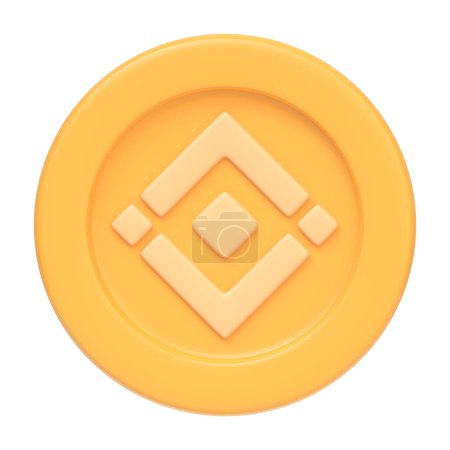 Photo for Binance token isolated on white background. 3D icon, sign and symbol. Cartoon minimal style. Front view. 3D Render Illustration - Royalty Free Image