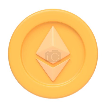 Photo for Ethereum token isolated on white background. 3D icon, sign and symbol. Cartoon minimal style. Front view. 3D Render Illustration - Royalty Free Image