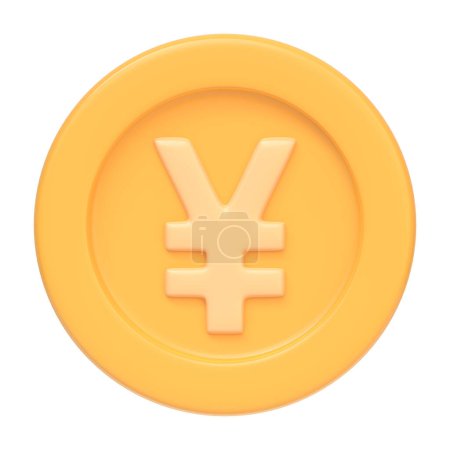 Foto de Moneda dorada con signo de yen aislado sobre fondo blanco. Icono 3D, signo y símbolo. Estilo minimalista de dibujos animados. Vista frontal. Ilustración de renderizado 3D - Imagen libre de derechos